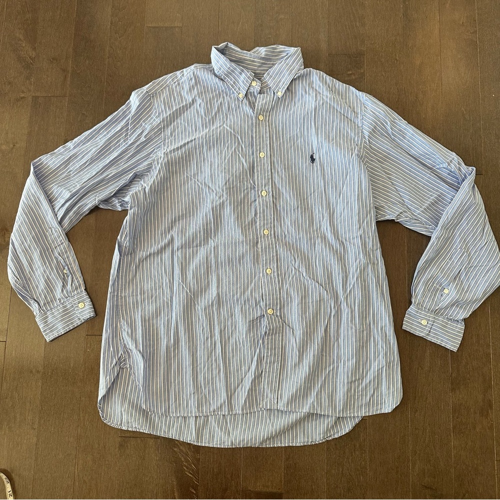 Ralph Lauren Button Down Stripped Preppy Business Casual Timeless 17 1/2 44